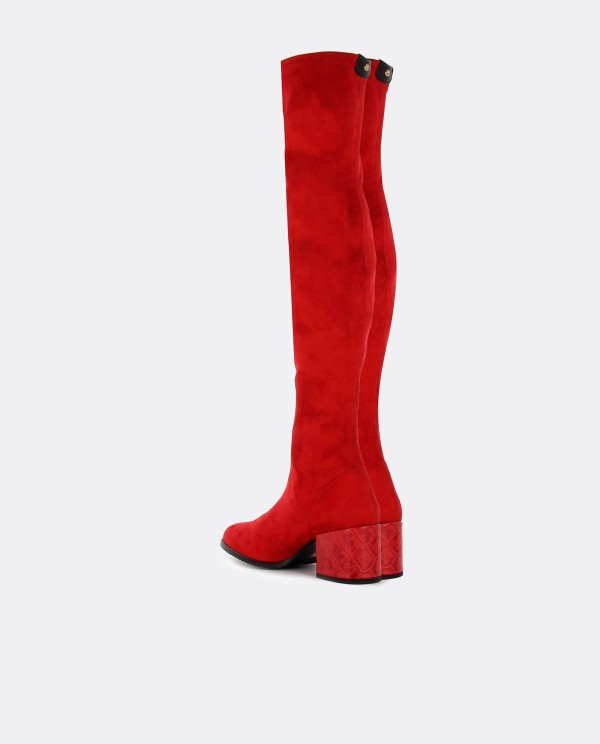 Cuplé BOTA MOSQUETERA ROJO DE ULTRASUEDE ELÁSTICO CON TACÓN MEDIO Los más vendidos