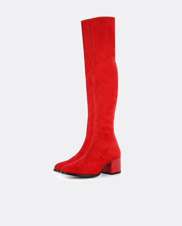 Cuplé BOTA MOSQUETERA ROJO DE ULTRASUEDE ELÁSTICO CON TACÓN MEDIO Los más vendidos