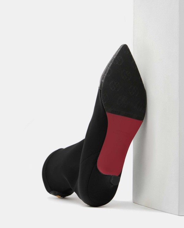 Cuplé BOTÍN NEGRO DE LICRA STRETCH CON PUNTERA DE PIEL Y TACÓN BAJO Mejor oferta