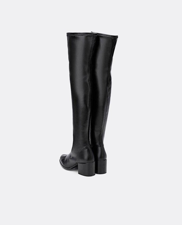 Cuplé BOTA MOSQUETERA NEGRA DE NAPA ELÁSTICO CON TACÓN MEDIO Rebajas online