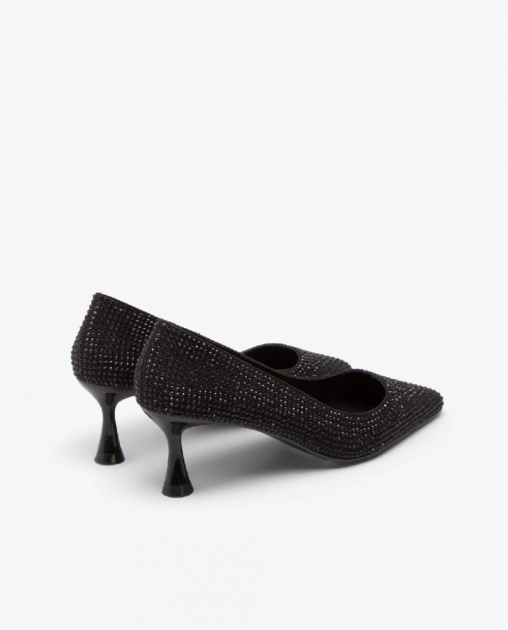 Cuplé SALÓN NEGRO DE ANTE CON DETALLES DE STRASS Y TACÓN MEDIO Promoción por tiempo limitado