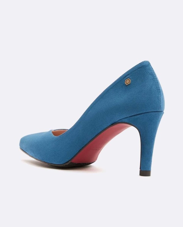 Cuplé SALÓN AZUL DE ULTRASUEDE CON PUNTA FINA Y TACÓN MEDIO Liquidación