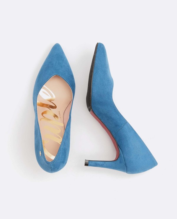Cuplé SALÓN AZUL DE ULTRASUEDE CON PUNTA FINA Y TACÓN MEDIO Liquidación