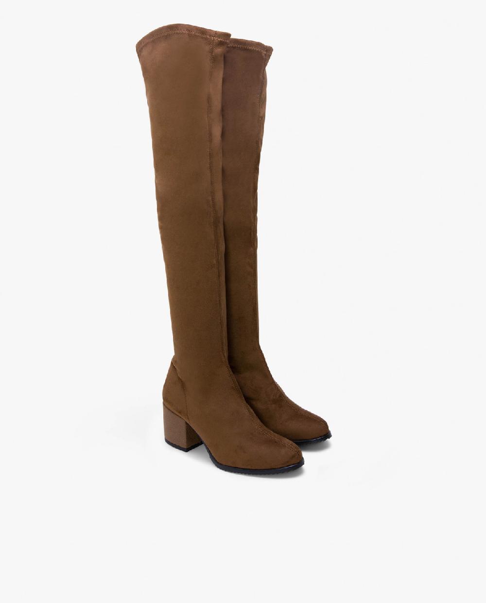 Cuplé BOTA MOSQUETERA CUERO DE ULTRASUEDE ELÁSTICO CON TACÓN MEDIO Ahorra y exporta