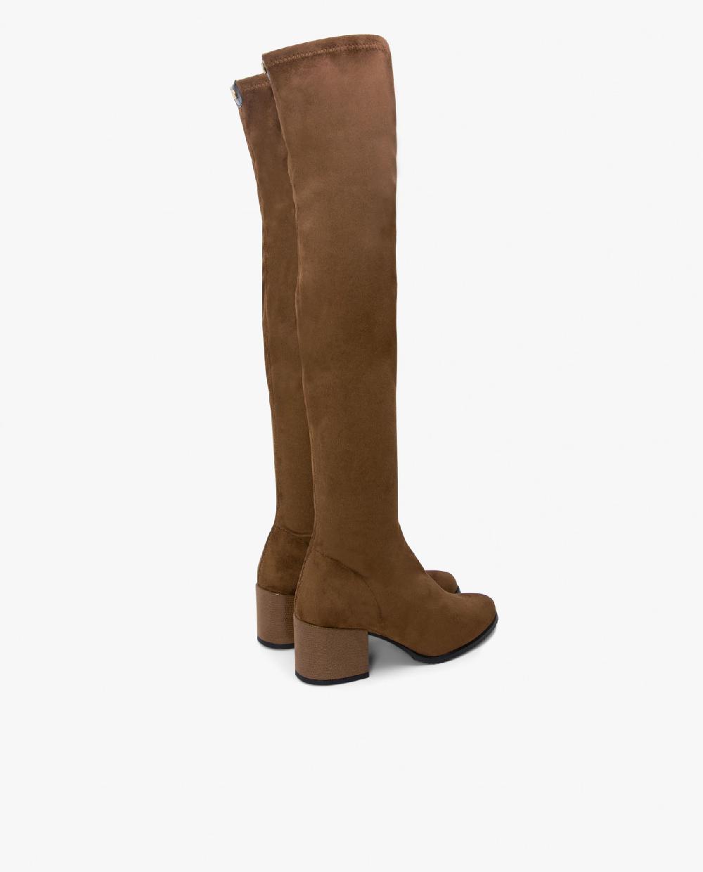 Cuplé BOTA MOSQUETERA CUERO DE ULTRASUEDE ELÁSTICO CON TACÓN MEDIO Ahorra y exporta