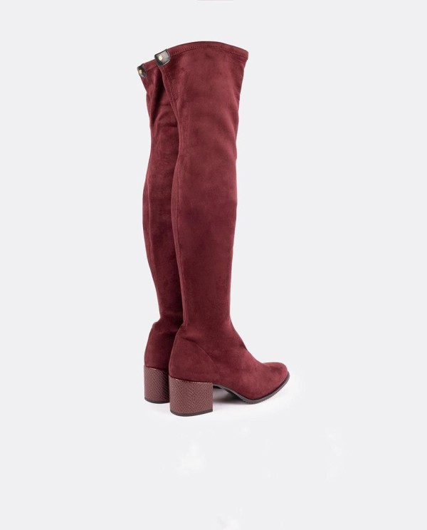 Cuplé BOTA MOSQUETERA BURDEOS DE ULTRASUEDE ELÁSTICO CON TACÓN MEDIO Libre de impuestos