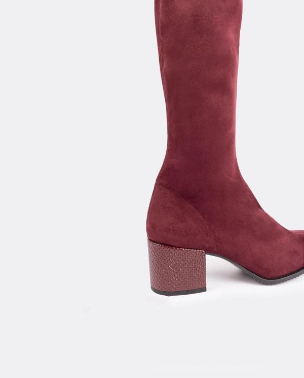 Cuplé BOTA MOSQUETERA BURDEOS DE ULTRASUEDE ELÁSTICO CON TACÓN MEDIO Libre de impuestos
