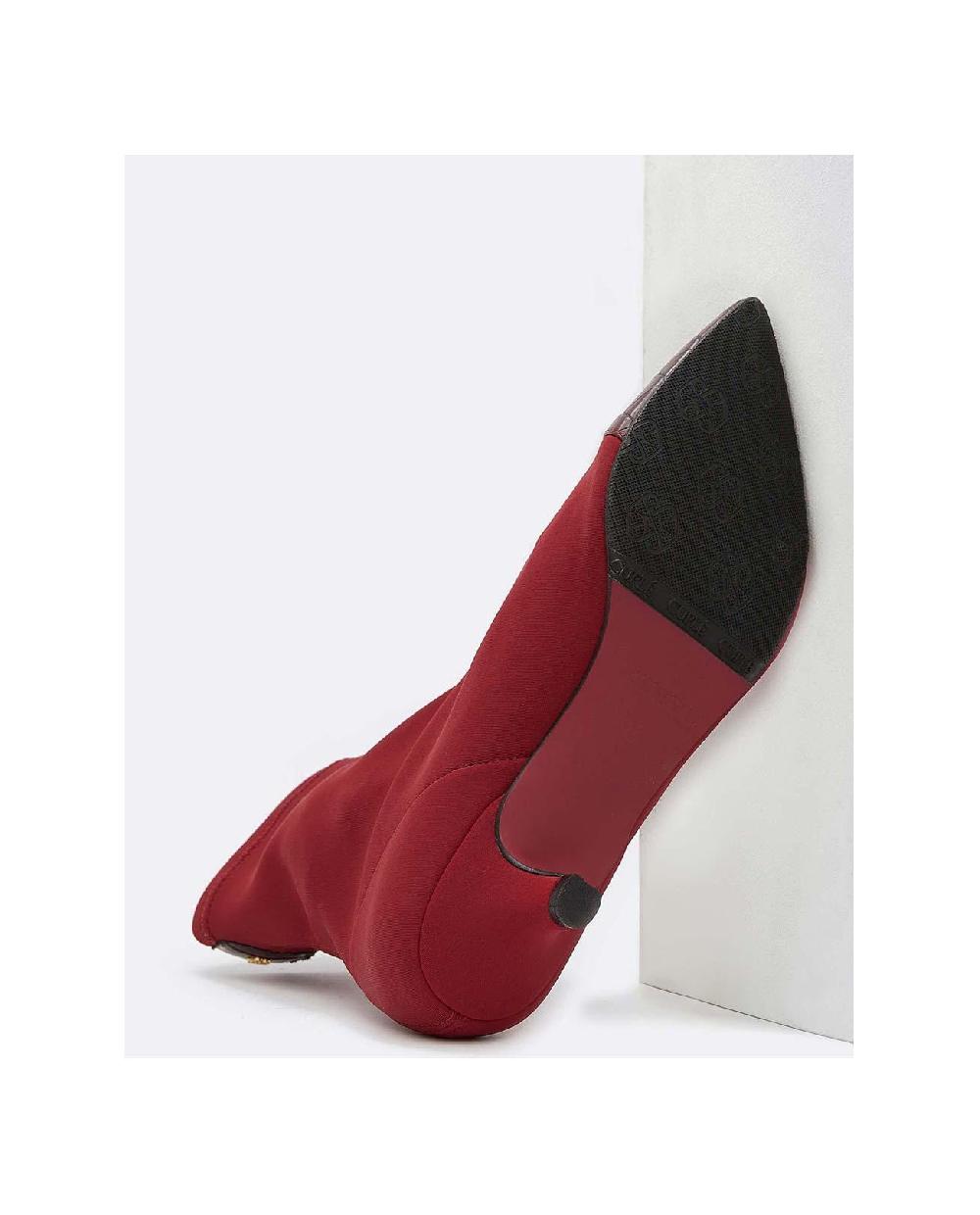 Cuplé BOTÍN BURDEOS DE LICRA STRETCH CON PUNTERA DE PIEL Y TACÓN BAJO Última moda