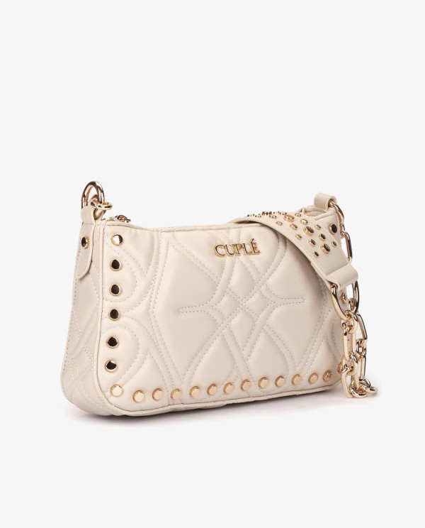 Cuplé BOLSO DE HOMBRO BEIGE ACOLCHADO CON CADENA Y TACHUELAS DORADAS Ofertas
