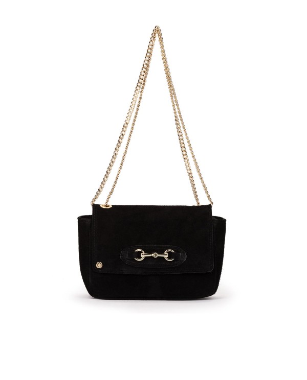 Cuplé BANDOLERA DE SERRAJE NEGRO CON CADENA DORADA
