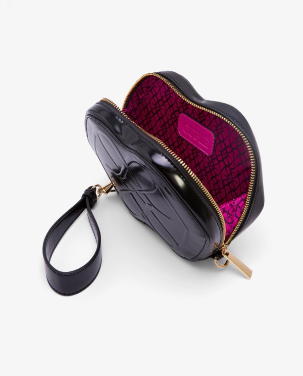 Cuplé BOLSO NEGRO DE TECNOPIEL CON FORMA DE LOGO Y ASA LATERAL Envío gratis