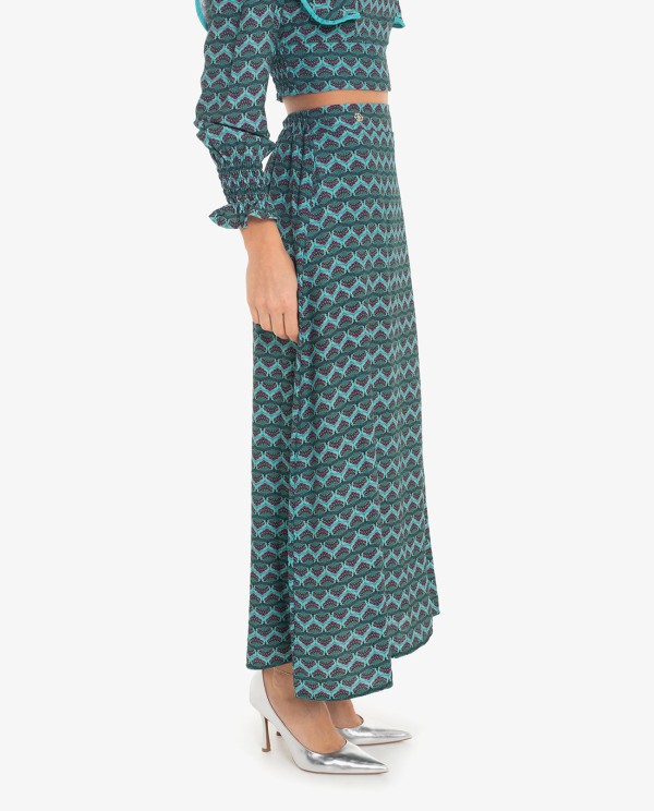 Cuplé FALDA MIDI CON ESTAMPADO GEOMETRICO AZUL ÚLTIMAS EDICIONES