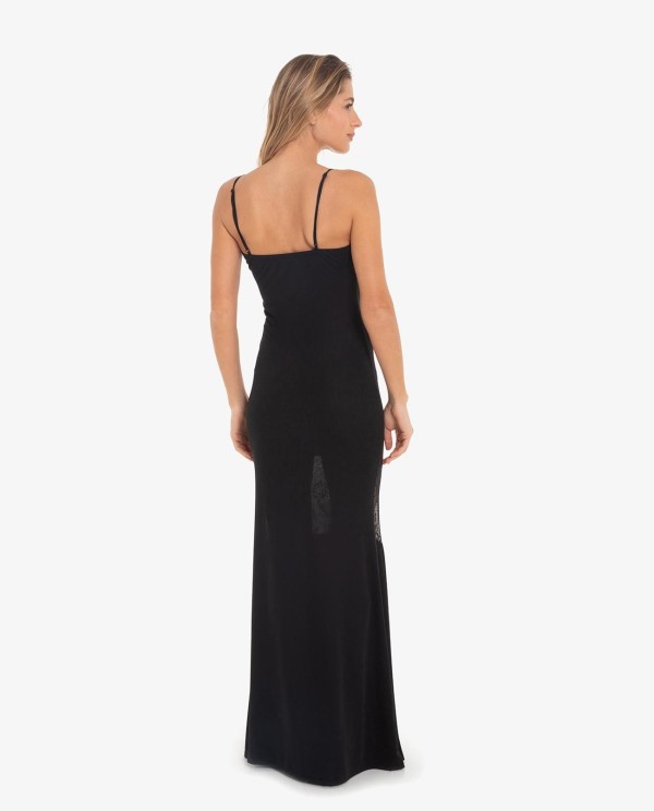 Cuplé VESTIDO LARGO CON ENCAJE Y TRANSPARENCIAS NEGRO Oferta especial de fábrica