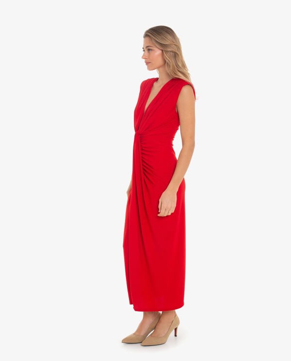 Cuplé VESTIDO AJUSTADO CON ESCOTE Y NUDO COLOR ROJO Solo queda un día