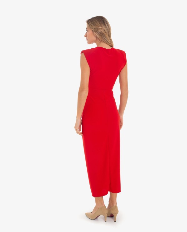 Cuplé VESTIDO AJUSTADO CON ESCOTE Y NUDO COLOR ROJO Solo queda un día