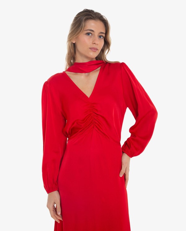 Cuplé VESTIDO CON DRAPEADO CENTRAL COLOR ROJO Grandes descuentos