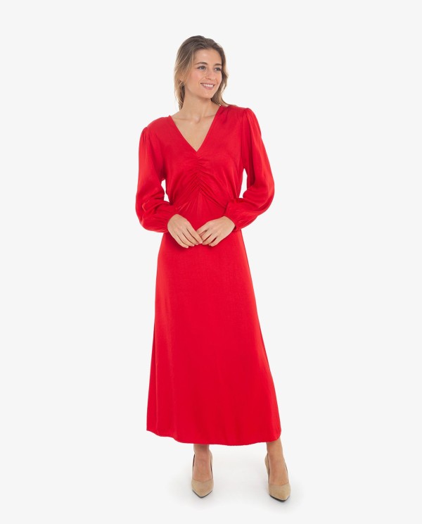 Cuplé VESTIDO CON DRAPEADO CENTRAL COLOR ROJO Grandes descuentos
