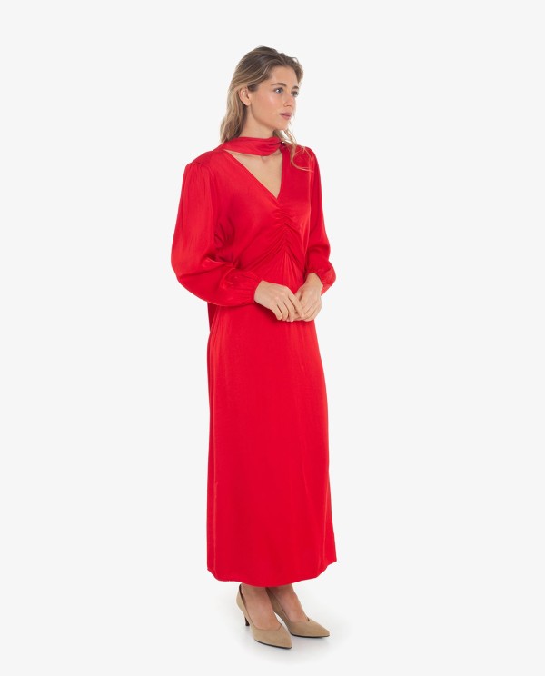 Cuplé VESTIDO CON DRAPEADO CENTRAL COLOR ROJO Grandes descuentos