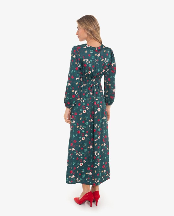 Cuplé VESTIDO ESCOTE PICO CON ESTAMPADO ASIÁTICO Envío internacional gratuito