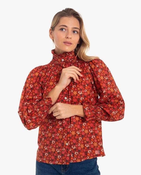 Cuplé CAMISA CUELLO Y PUÑOS FRUNCIDOS ESTAMPADO FLORES