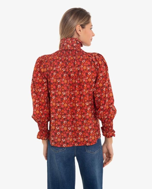 Cuplé CAMISA CUELLO Y PUÑOS FRUNCIDOS ESTAMPADO FLORES Rebajas baratas