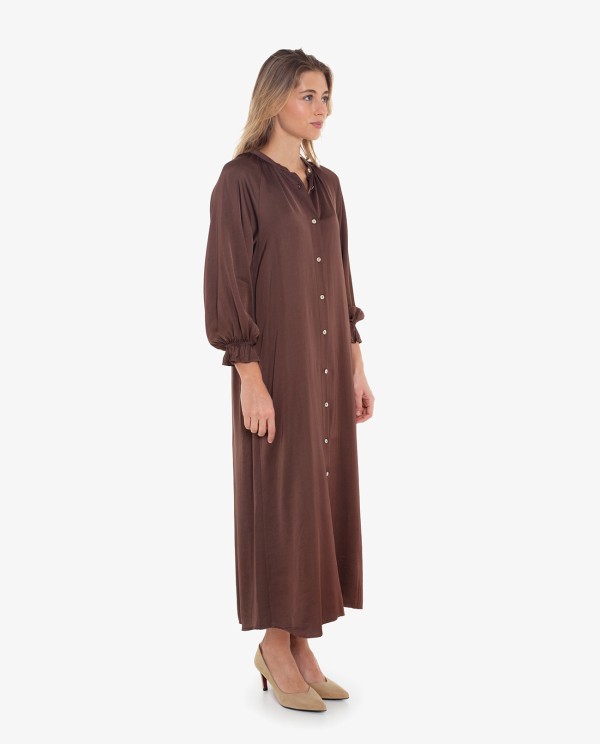 Cuplé VESTIDO MANGA LARGA SATINADO EN COLOR MARRÓN Los más vendidos