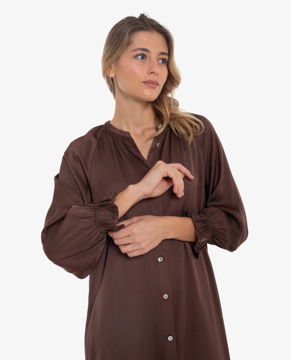 Cuplé VESTIDO MANGA LARGA SATINADO EN COLOR MARRÓN Los más vendidos
