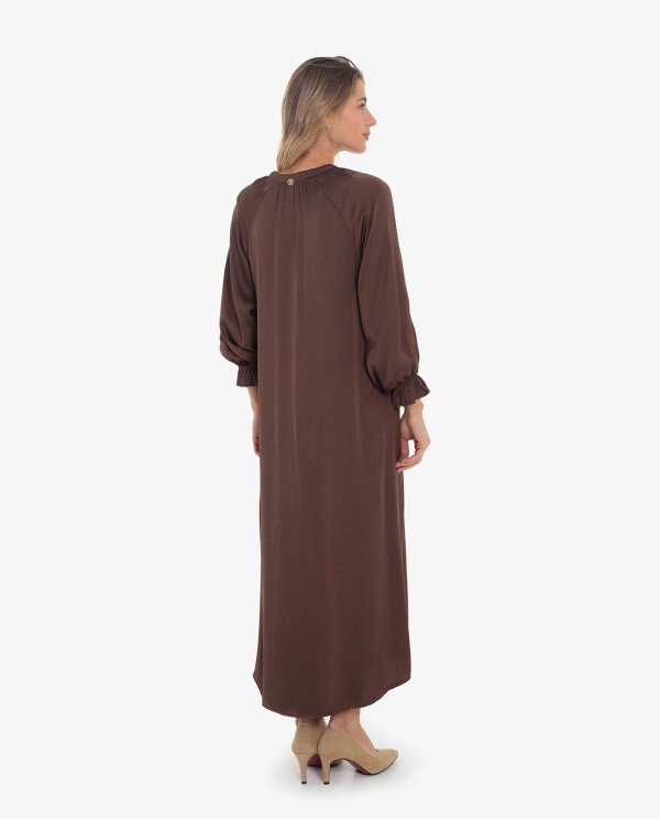 Cuplé VESTIDO MANGA LARGA SATINADO EN COLOR MARRÓN Los más vendidos