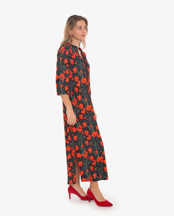Cuplé VESTIDO MANGA LARGA CON ESTAMPADO DE FLORES Ventas relámpago