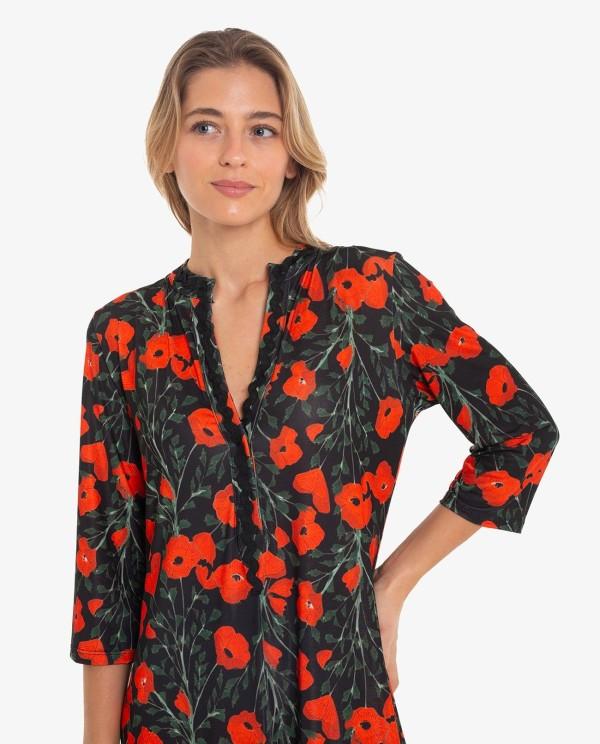 Cuplé VESTIDO MANGA LARGA CON ESTAMPADO DE FLORES Ventas relámpago