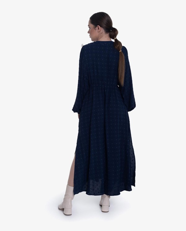 Cuplé VESTIDO BOHO LARGO PLUMETI AZUL OSCURO Descuento