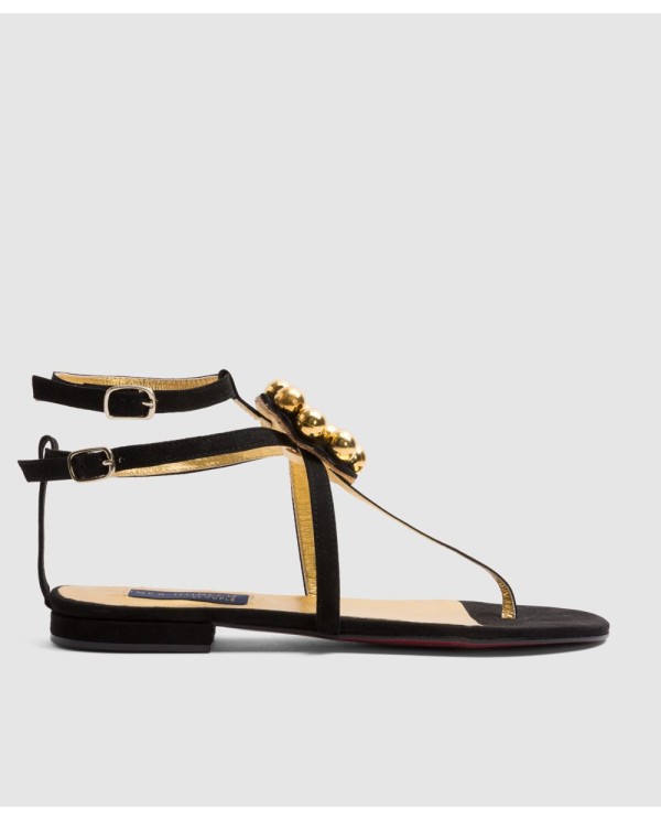 Cuplé SANDALIA TARIFA ULTRASUEDE NEGRO