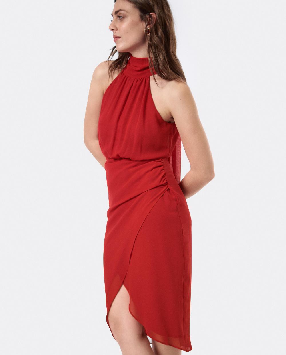 Cuplé VESTIDO ESCOTE HALTER GASA ROJO Liquidación