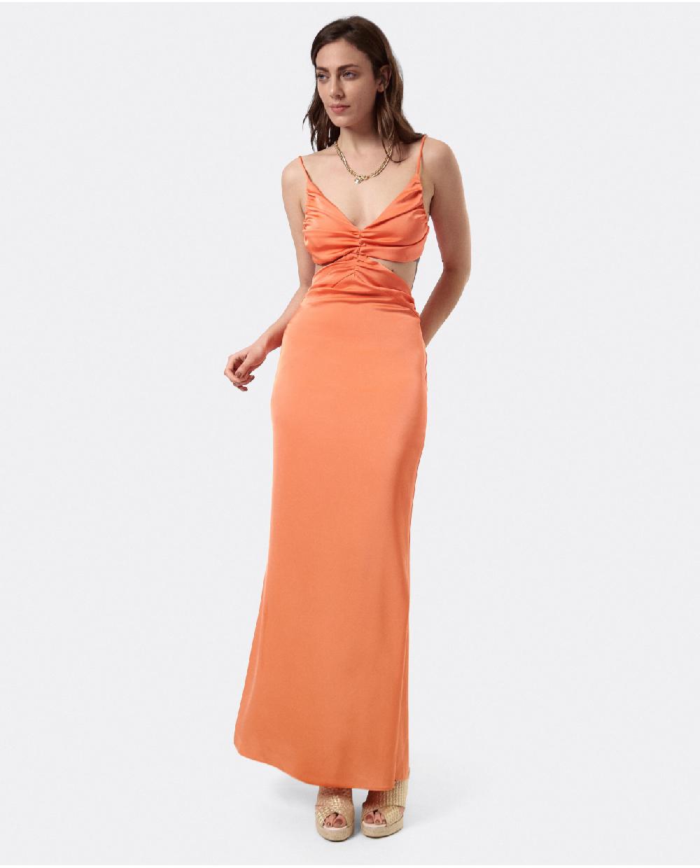 Cuplé VESTIDO ESCOTE DRAP SEDÍN NARANJA