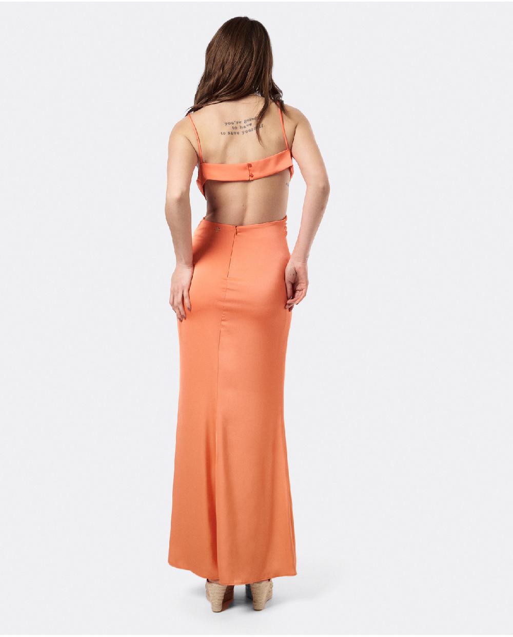 Cuplé VESTIDO ESCOTE DRAP SEDÍN NARANJA Oferta especial