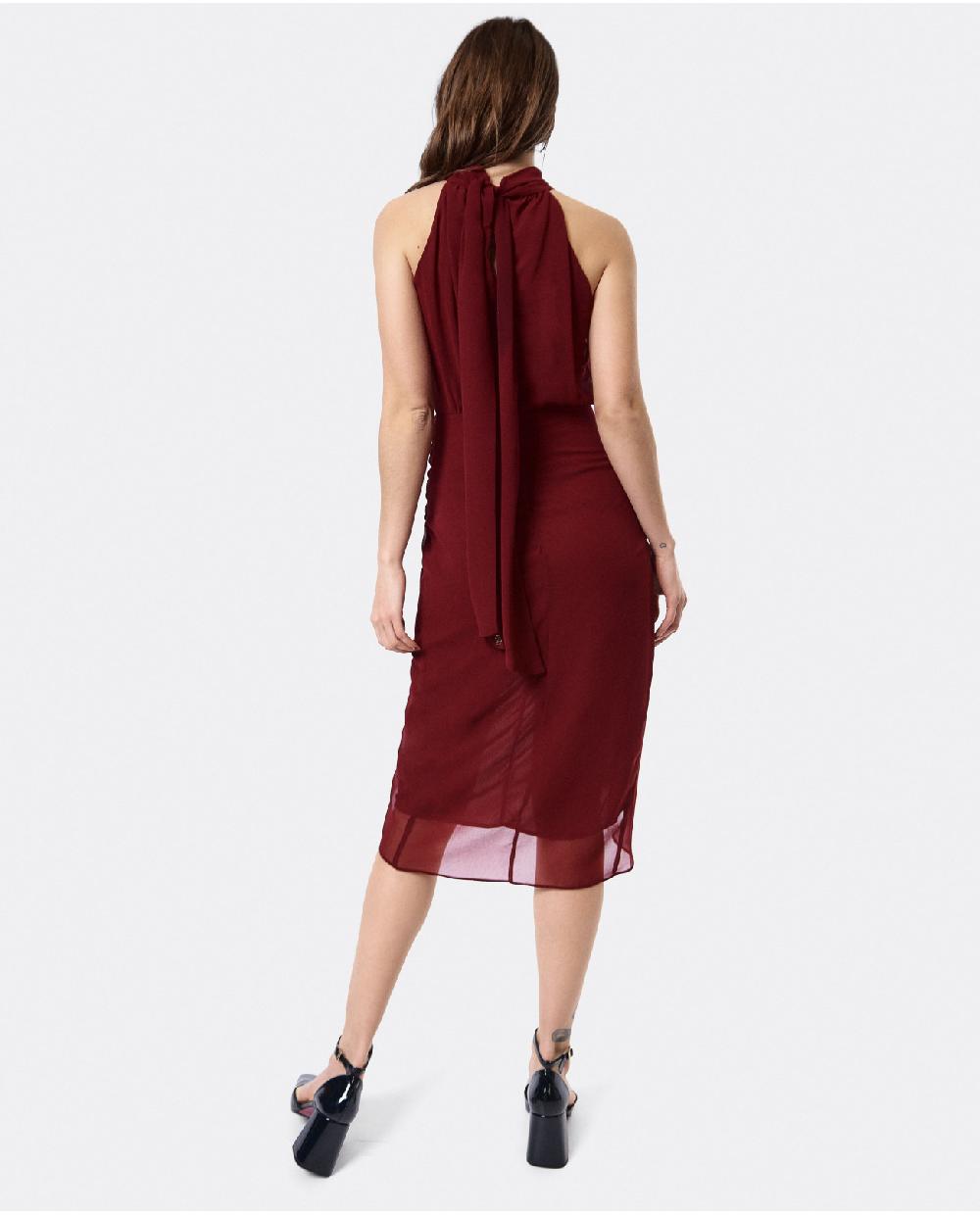 Cuplé VESTIDO ESCOTE HALTER GASA BURDEOS COMPRAR AHORA