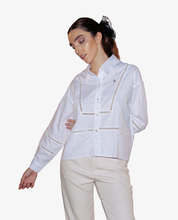 Cuplé CAMISA ESPIGA POPELÍN BLANCO