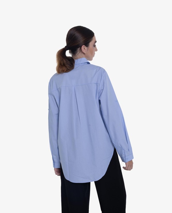 Cuplé CAMISA ASIMÉTRICA DE POPELÍN AZUL CIELO Precios de Black Friday