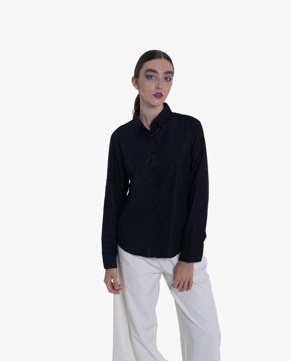 Cuplé CAMISA ASIMÉTRICA DE POPELÍN NEGRA