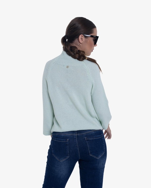Cuplé JERSEY DE PUNTO VERDE CON CUELLO ALTO Y MANGAS TRES CUARTOS Libre de impuestos
