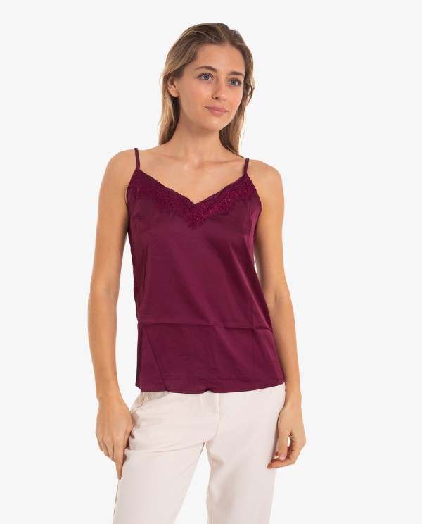Cuplé TOP LENCERO DE ENCAJE BURDEOS Última moda