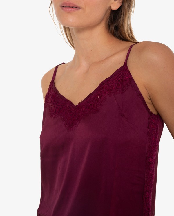 Cuplé TOP LENCERO DE ENCAJE BURDEOS Última moda