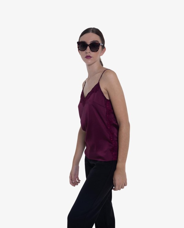 Cuplé TOP LENCERO DE ENCAJE BURDEOS Última moda