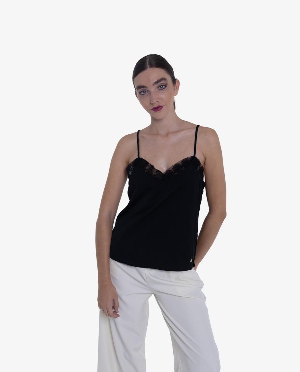 Cuplé TOP LENCERO NEGRO CON DETALLES DE ENCAJE Ofertas de temporada