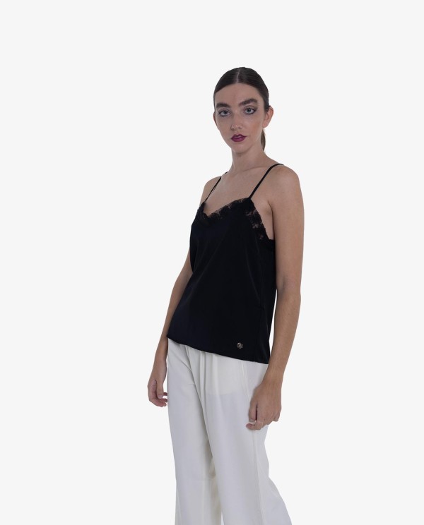 Cuplé TOP LENCERO NEGRO CON DETALLES DE ENCAJE Ofertas de temporada