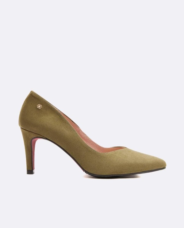 Cuplé SALÓN KAKI DE ULTRASUEDE CON PUNTA FINA Y TACÓN MEDIO