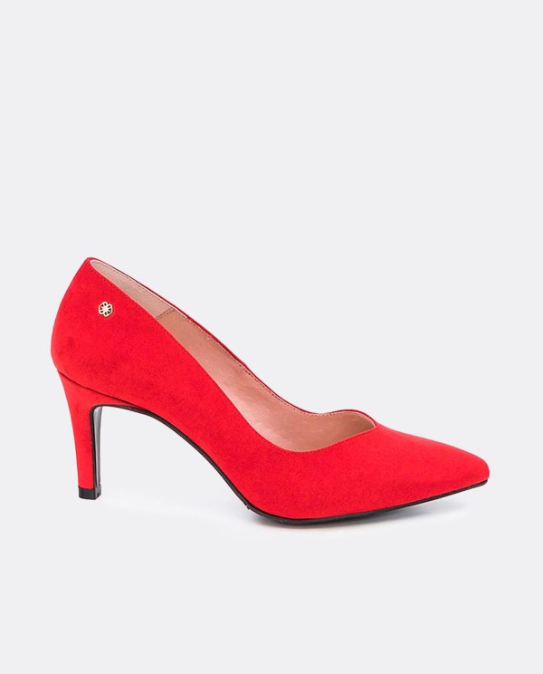 Cuplé SALÓN ROJO DE ULTRASUEDE CON PUNTA FINA Y TACÓN MEDIO