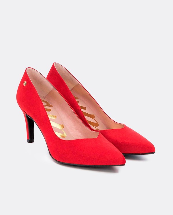 Cuplé SALÓN ROJO DE ULTRASUEDE CON PUNTA FINA Y TACÓN MEDIO En línea