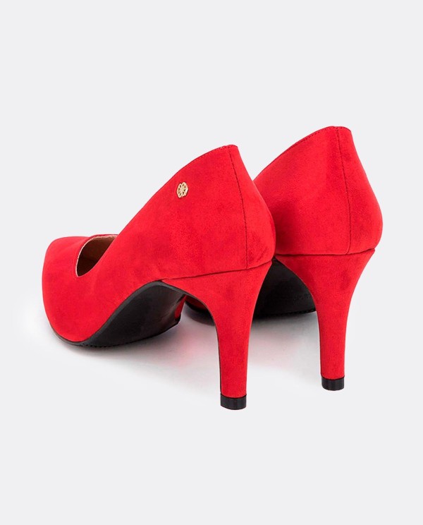 Cuplé SALÓN ROJO DE ULTRASUEDE CON PUNTA FINA Y TACÓN MEDIO En línea