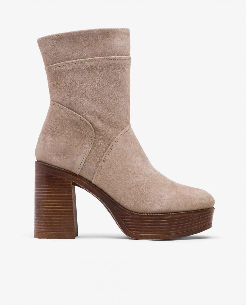 Cuplé BOTÍN BEIGE DE SERRAJE CON PLATAFORMA Y TACÓN ANCHO Rebajas